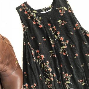 Free People swing dress black red floral NWOT